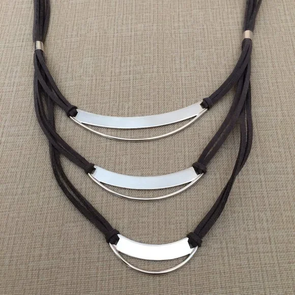 SILPADA LUXE LAYERS STERLING TRIPLE GREY/BLACK SUEDE COMPLIMENTS GALORE … - Picture 3 of 5